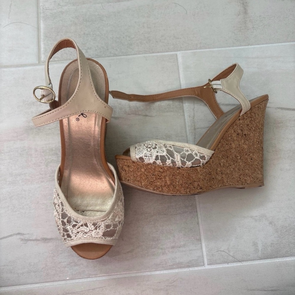 Lace Wedge Heels